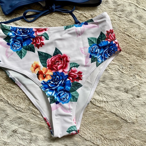 SHEIN Blue/Floral Swim Set - Picture 3 of 8